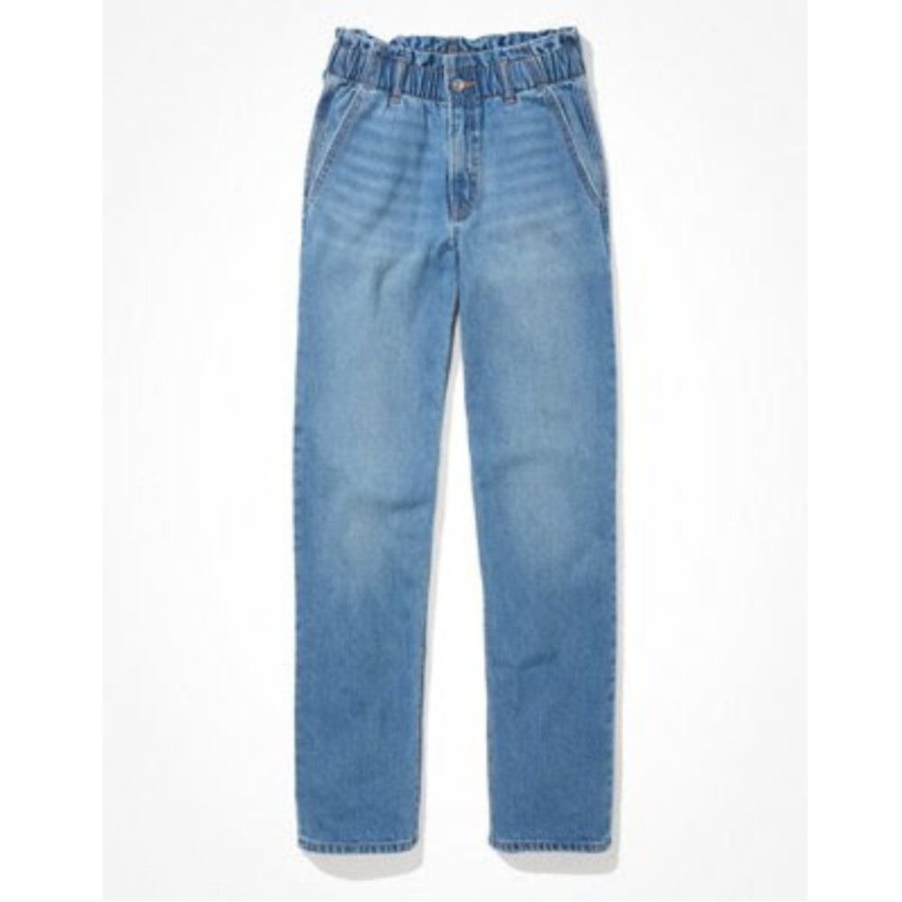 American Eagle AE Aerie Relaxed Baggy Mom Jean Blue Street 6 Short